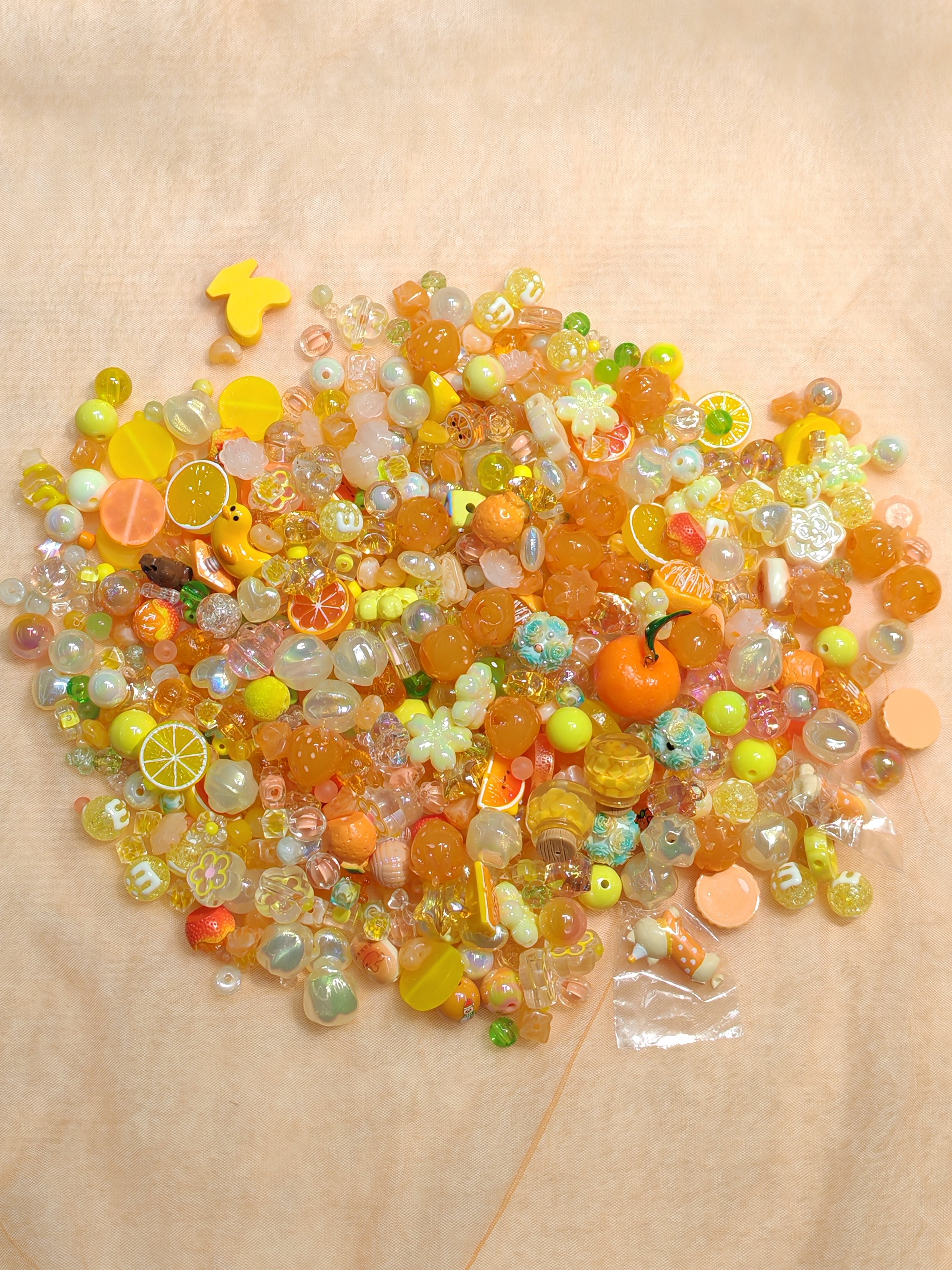 Green and Orange Beads Assortment for Crafting and Jewelry Perfect for Creative Projects and Versatile Crafting Needs